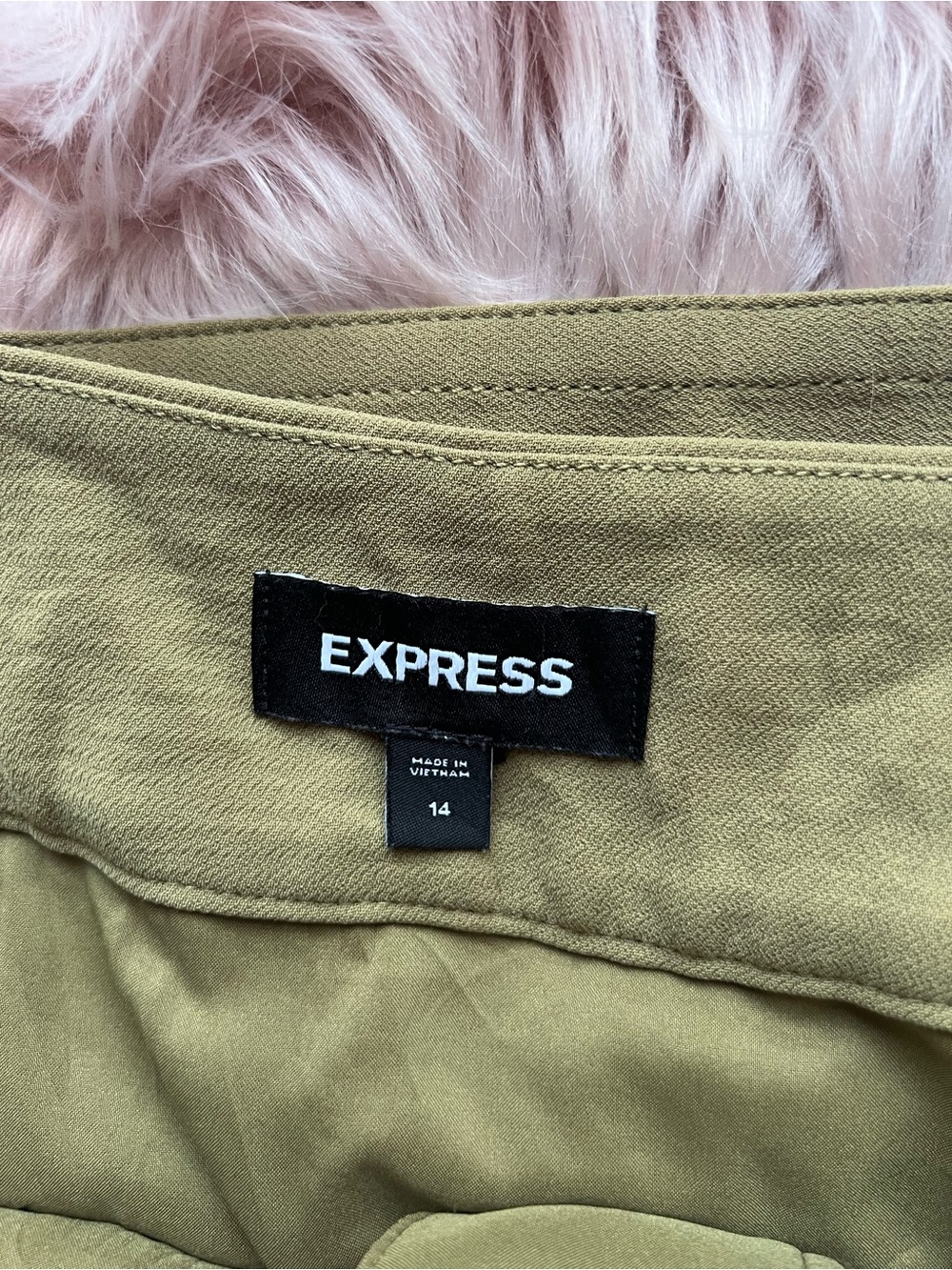 Express Olive Green Belted Utility Mini Skirt 14 - Picture 2 of 5